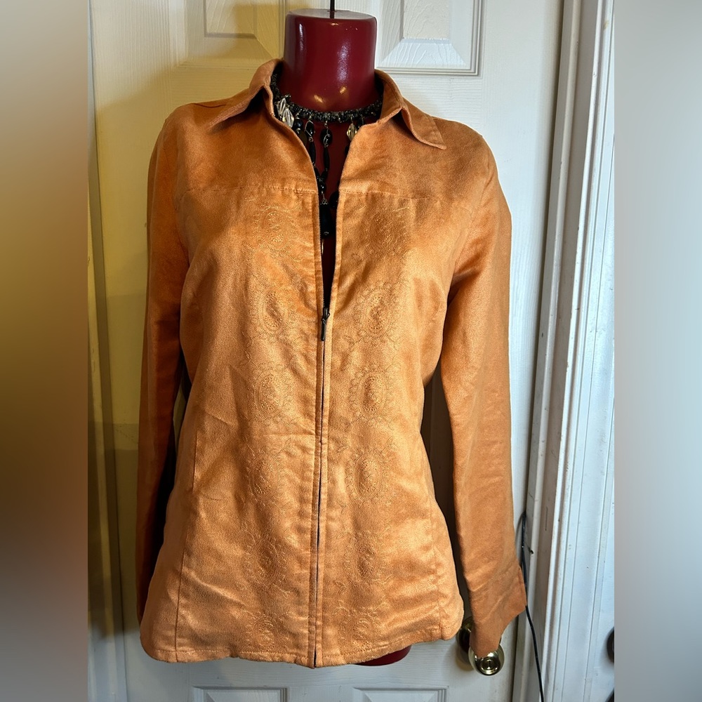 RIO SUD COLLECTION MODE ZIP JACKET TOP -EMBROIDERED DESIGN -SIZE M-ORANGE